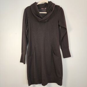 Merrell Indira Geometric Cowlneck Ponte Dress Sz M NWOT Pockets Gray